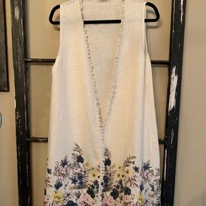Francesca Bettini fringe floral sleeveless kimono vest OS